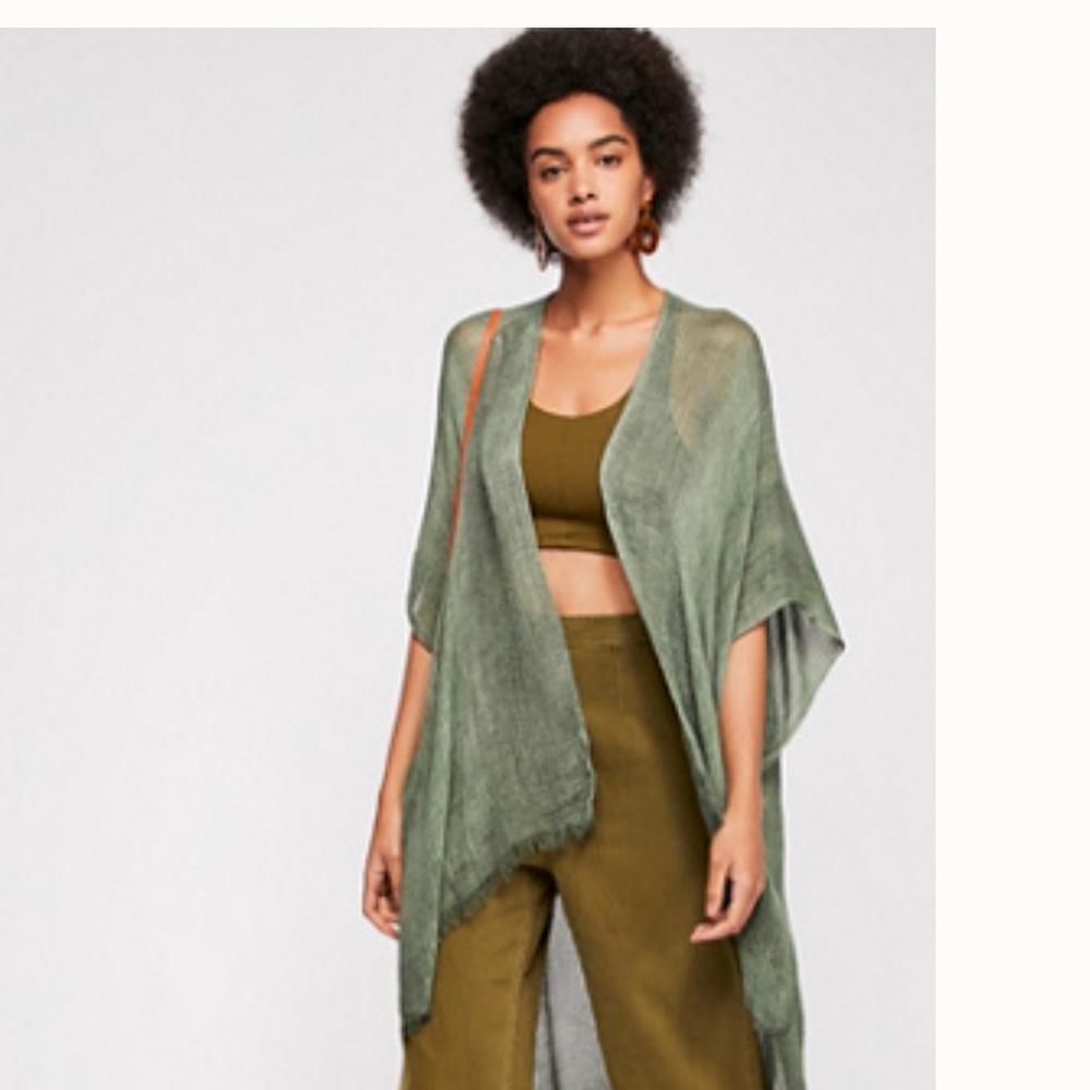 FREE PEOPLE MOSS GREEN KIMONO